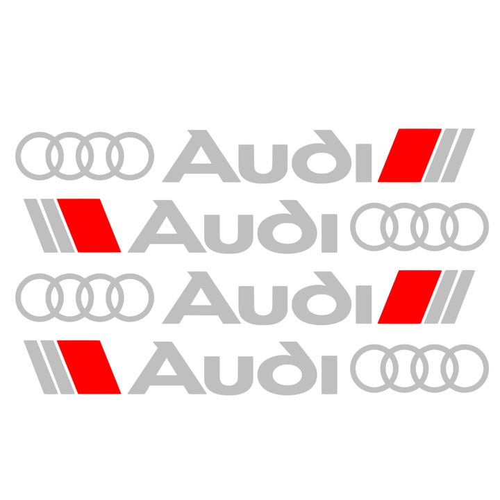 Set stickere auto, manere, tuning, pentru Audi, gri cu rosu