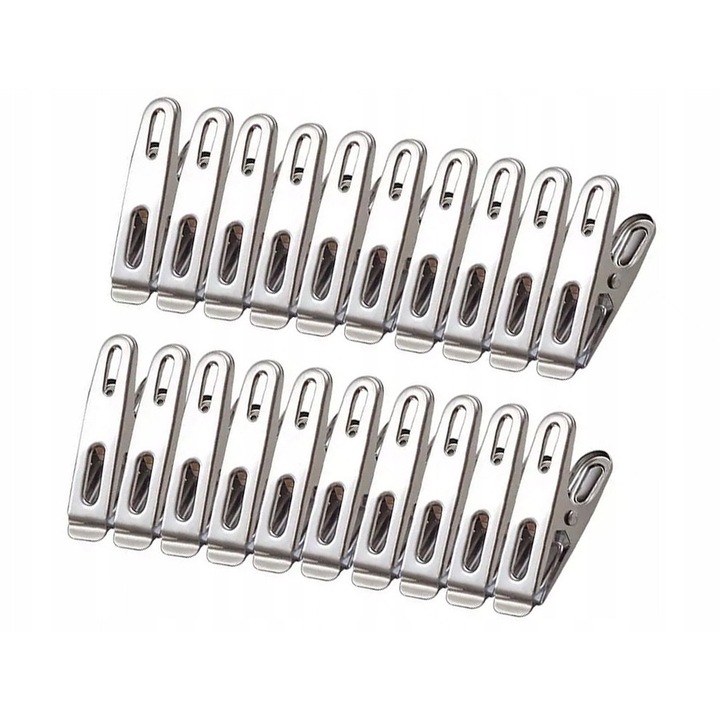 Set de 20 carlige metalice Ayawaska, rezistente la vant, universale, argintiu