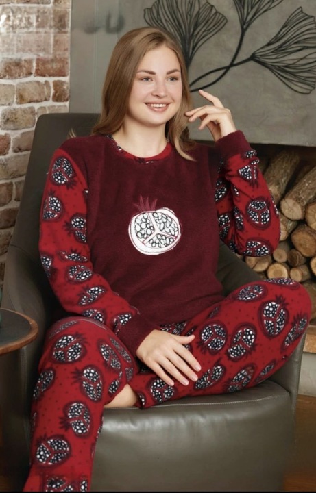 Pijama dama cocolino batal marime mare, pufoasa si calduroasa, 14216 13242, Visiniu