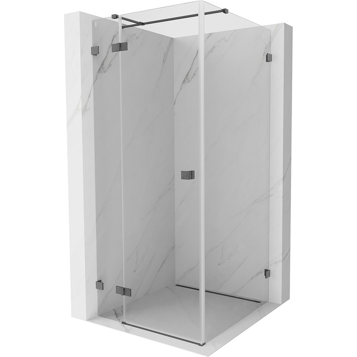 Mexen Lunar T cabina de dus cu usa articulata stanga 110 x 110 cm, transparent, gri arma periat - 834T-110-110-66-00-L