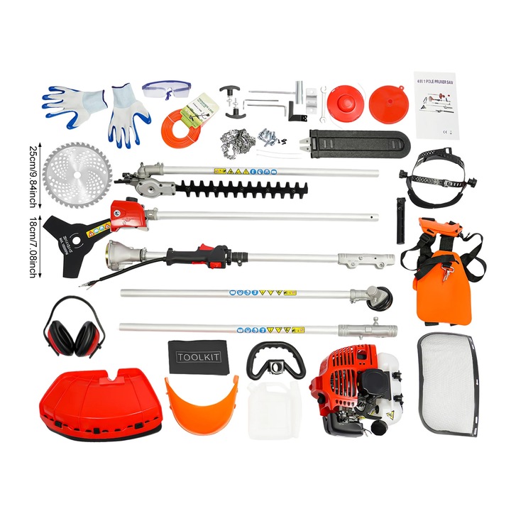 Motocoasa electrica, 2 timpi, multifunctionala, 25 cm, 20x30x30 cm