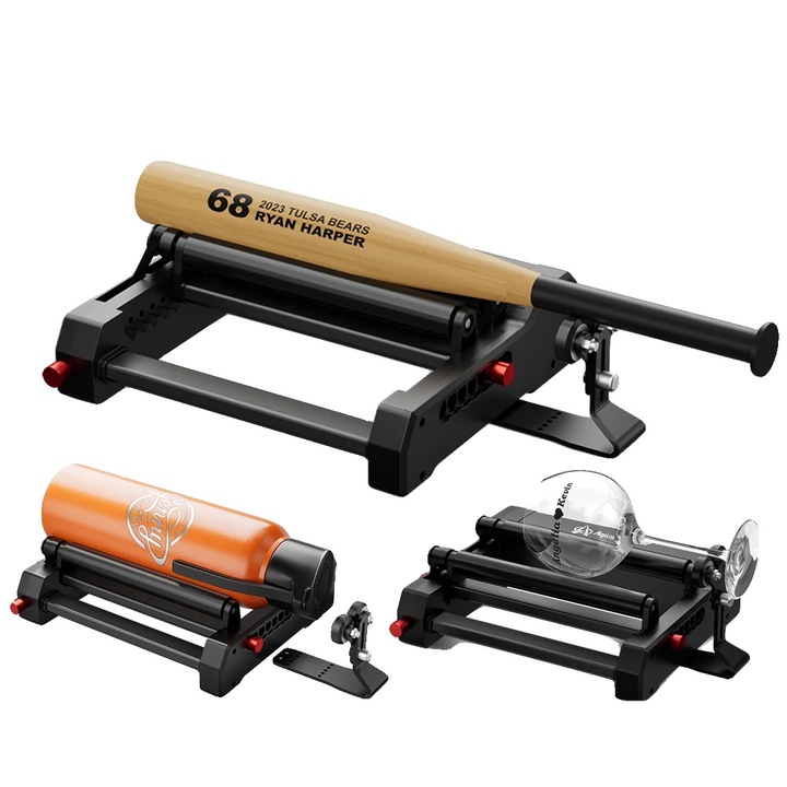 Въртяща се ролка за лазерно гравиране, регулируема ширина 3x8 см, регулируема височина 2x10 см, поддържа 360-градусово гравиране, черен цвят Algolaser