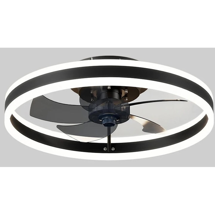 Ventilator de tavan, control de la distanta, dimming APP, negru, 6 viteze, mod dual