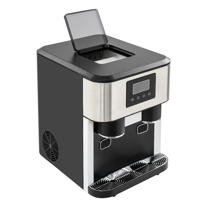 Aparat de gheata de blat, Masina de cuburi 3 in 1, Capacitate 600 g, Ecran LCD, Putere 120–180 W, ABS/otel inoxidabil, Dimensiuni 34×45, 5×45, 5 cm, Negru