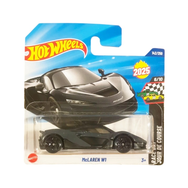 Masinuta Hot Wheels McLaren W1, gri/negru, scara 1:64, model 2025