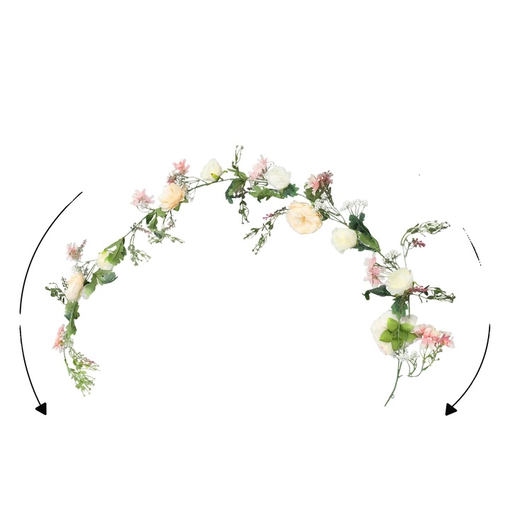 Ghirlanda Flori Artificiale, Lungime Flexibila, Utilizare Interioara si Exterioara, Champagne, 5.9ft