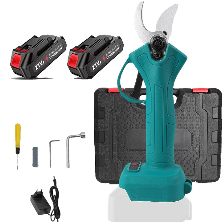 Безжична градинска ножица, 2 батерии, рязане до 25 мм, ергономичен дизайн, 21V