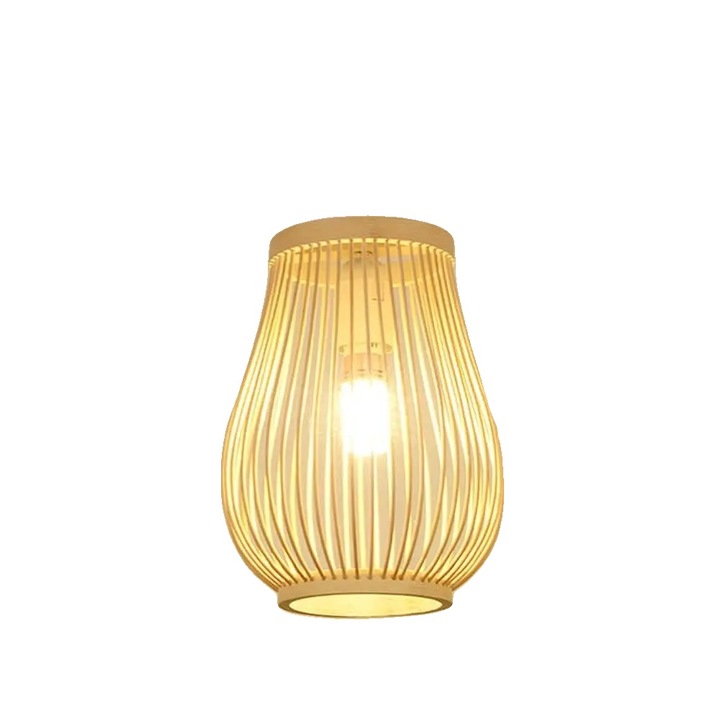 Pendulcu abajur din ratan, baza E27, design vintage, 10-15mp