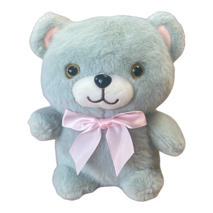 Плюшена играчка ТЕА 46040-1, Мече със сатенена панделка, сиво, 20 см