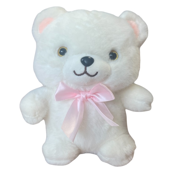 Плюшена играчка ТЕА 46040-2, Мече със сатенена панделка, бяло, 20 см