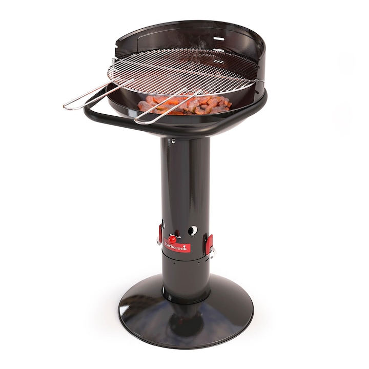 Barbecook Loewy 50 faszenes grill szélfogóval, grillsütő 10 személyre, fekete, 51,5x56x99cm