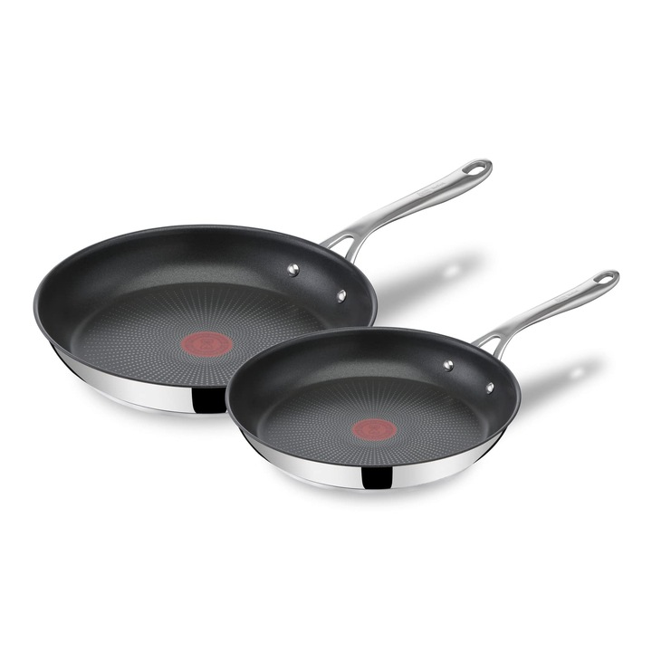 Jamie Oliver Cook'S Direct Serpenyőkészlet, 24/28 cm, Indukciós Kompatibilis, Tapadásmentes, Sütőben Használható, Minden Típusú Tűzhelyhez Alkalmas, Szegecselt Fogantyú, E304S244