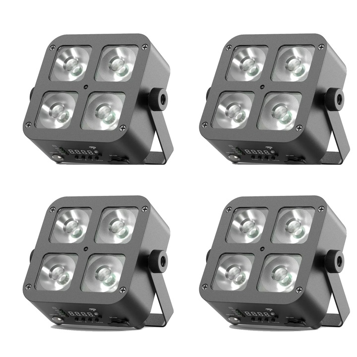 Proiectoare LED, 4 buc, Control multiplu, 5200mAh, 15.6x14.2x6.3cm