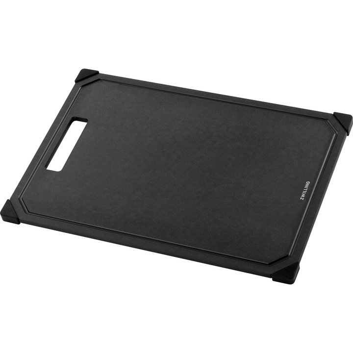 Дъска за рязане Zwilling 37 X 25 См, от дървесни влакна, с жлеб за сок, противоплъзгаща, подходяща за съдомиялна машина, черна