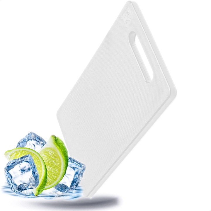 Tocator Kerafactum, Placa De Cocktail, Placa De Bar Cu Maner, Placa De Bucatarie, Placa De Taiat, Placa De Sculptat, Alba, 30X20X1 Cm, Plastic, Fara Bpa