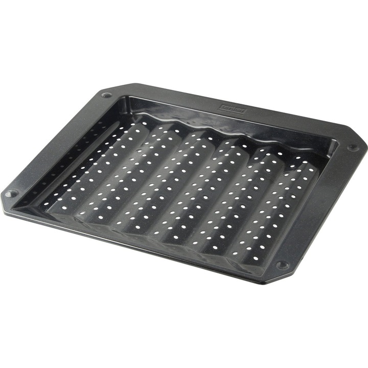 Zenker zománcozott sütő- és grilltálca (38 x 3 x 33 cm) Speciális főzés, téglalap alakú sütőedény zománcozott réteggel, grilltálca zsírfelfogó hornyokkal (szín: fekete), mennyiség: 1 darab