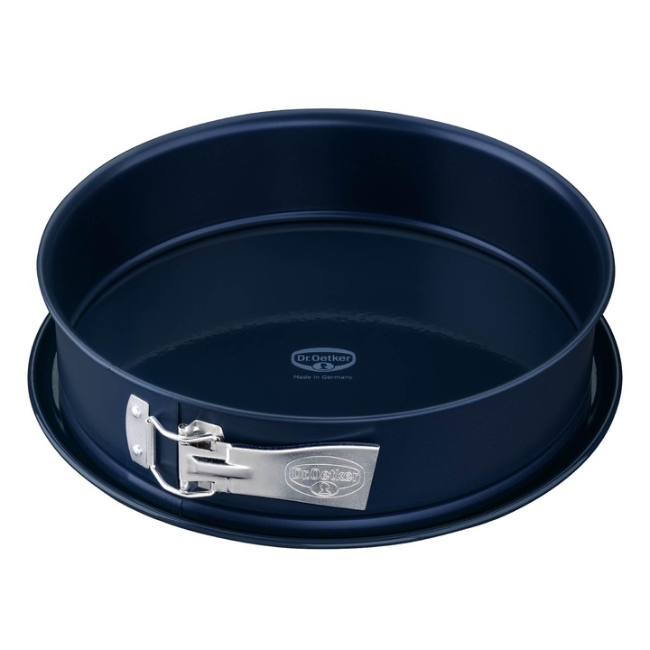 Dr. Oetker tortaforma ívvel Ø 28 cm, Baking Love zománc – Kerek tortaforma vágás- és karcálló zománcozott aljjal – 28 cm-es tortaforma extra magas peremmel, sötétkék