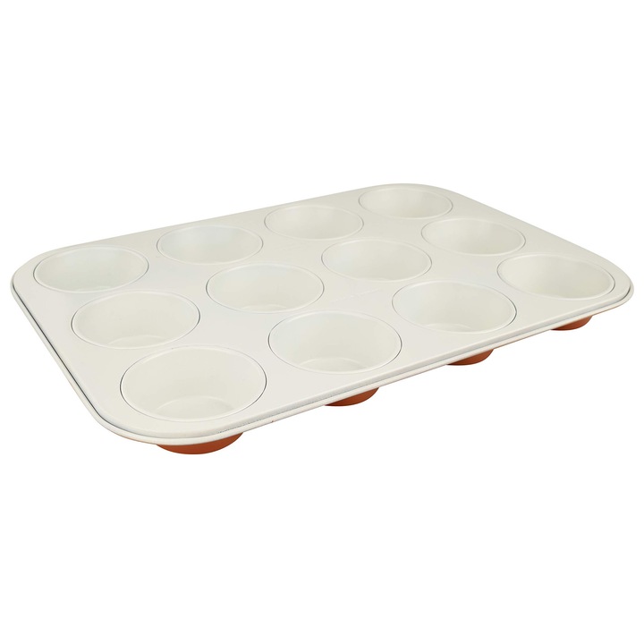Dr. Oetker Muffinsütő, 12 darabos, Az Egér, Négyzet alakú sütőforma, Kiváló minőségű acéllemez tortaforma, Tapadásmentes, kerámiával erősített bevonatú tál (Szín: narancs/krémszínű egér)