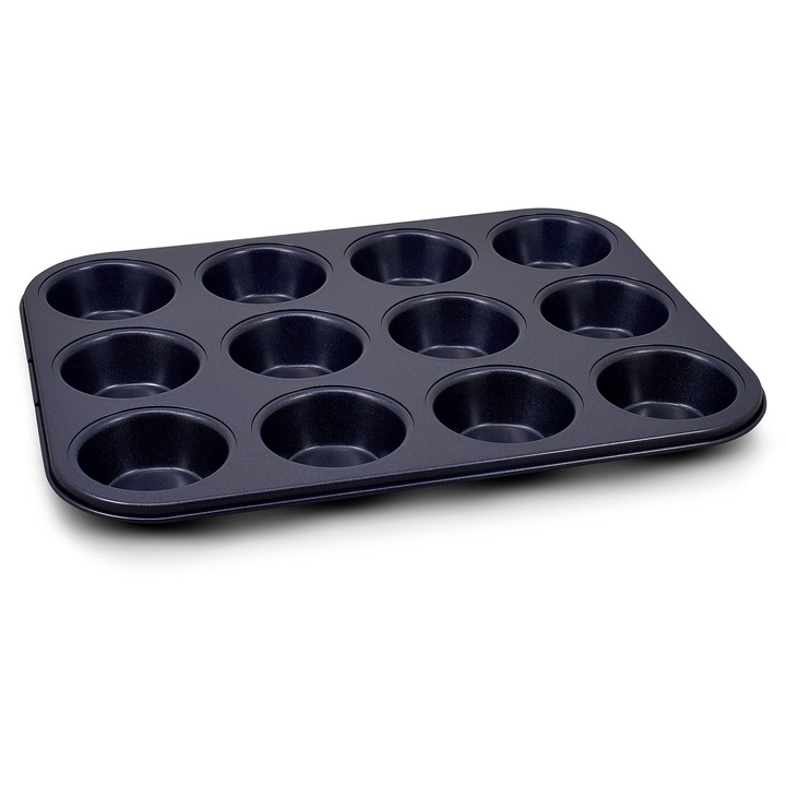 Zyliss E980200 Muffin Sütőforma, Tapadásmentes Bevonat, Szénacél, Sötétkék, 12 Muffinhoz, Sütőforma Muffinhoz, Mosogatógépben Mosható, 5 Év Garancia