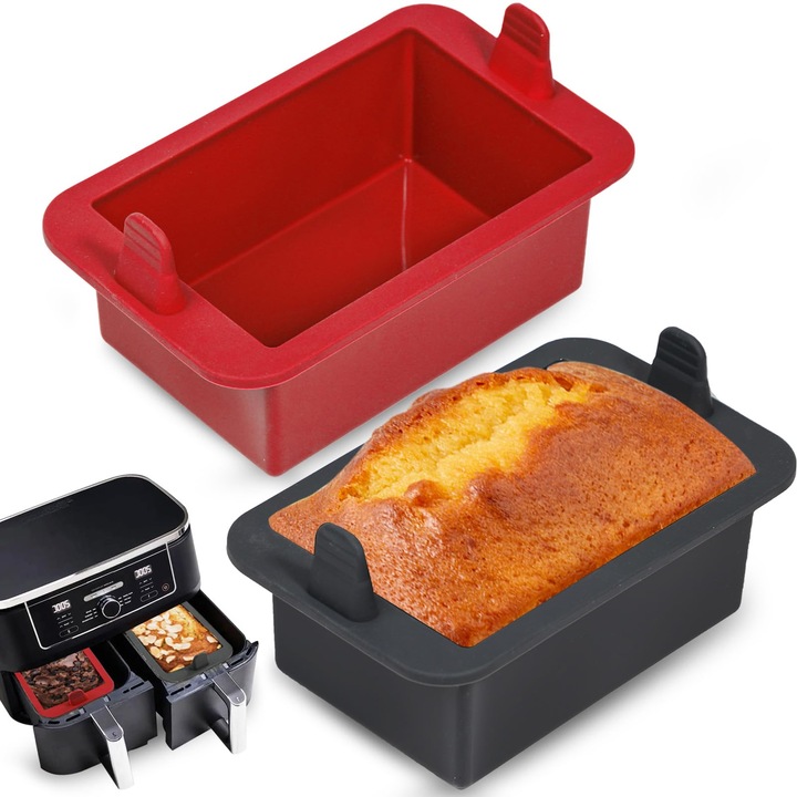 Webake szilikon mini kenyérsütő forma légsütőhöz, 2 db-os csomag, 500 g, téglalap alakú kenyérsütő forma kenyérhez, süteményekhez, 14 x 9 x 6 cm