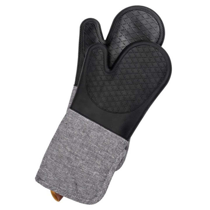 Manusi De Cuptor Wenko Ada, Set De 2 Manusi De Gratar Cu Palme Din Silicon, Protectie Fiabila Datorita Mansetelor Extra Lungi, Confortabile De Purtat Si Usor De Curatat, 18 X 38 55041100