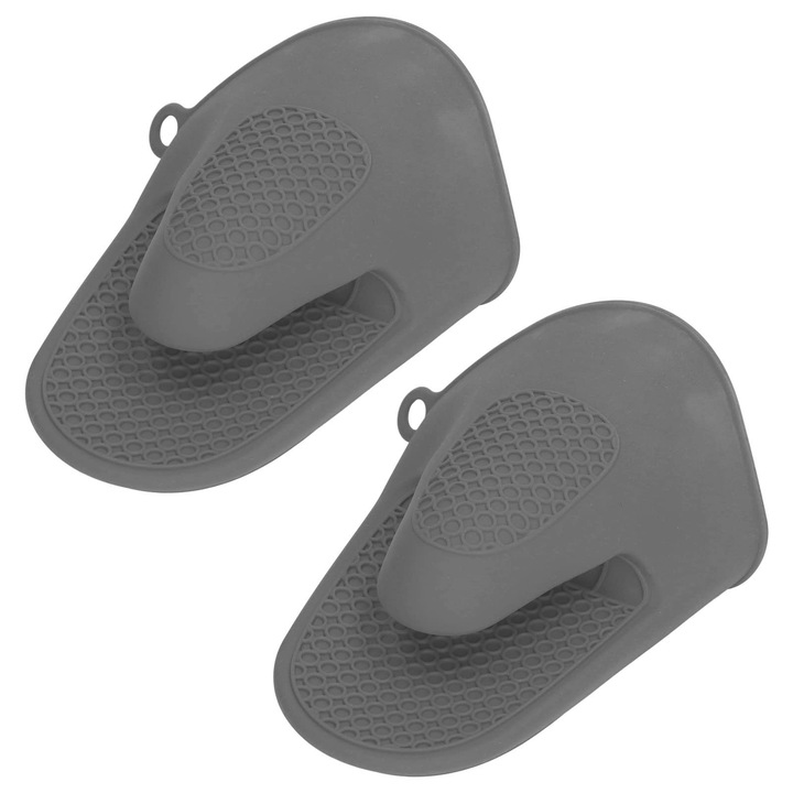 2 szilikon sütőkesztyű, hőálló főzőkesztyű, megvastagított mini sütőkesztyű, forrázásgátló főzőkesztyű, edényfogók konyhába, főzéshez, sütéshez (szürke)