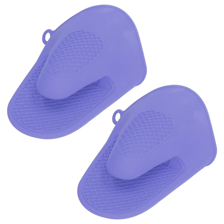 Sütőkesztyűk, Főzőkesztyűk, 2 db-os szilikon mini kesztyű szett, vastagított forrázás elleni védelemmel konyhába (lila)