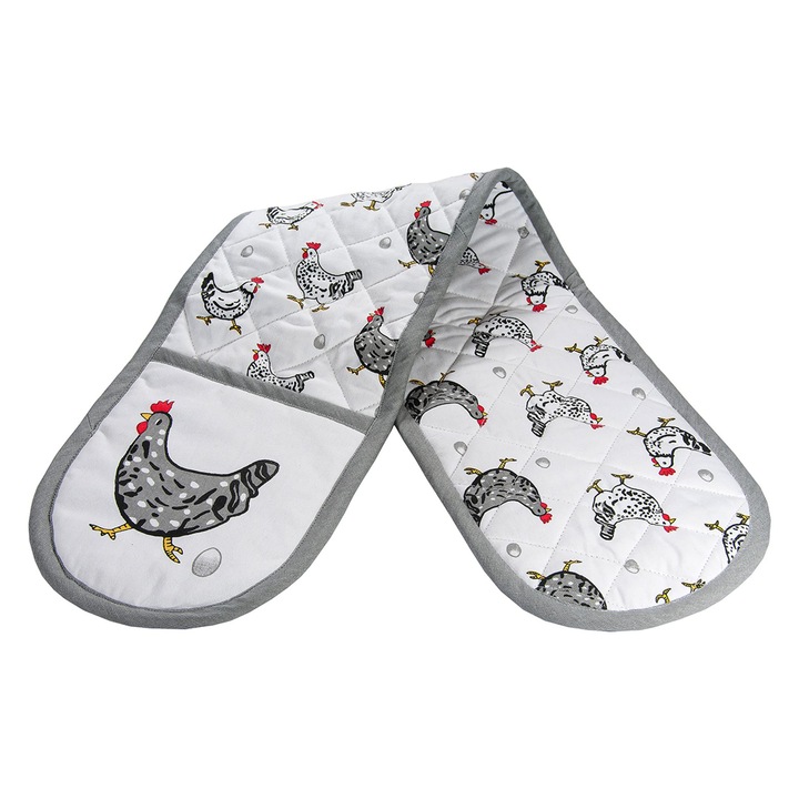 Spotted Dog Gift Company - Csirke Mintás Dupla Sütőkesztyű - Pamut - Konyhai Kesztyű Grillezéshez, Sütéshez és Főzéshez - Ajándék Csirke Szerelmeseinek