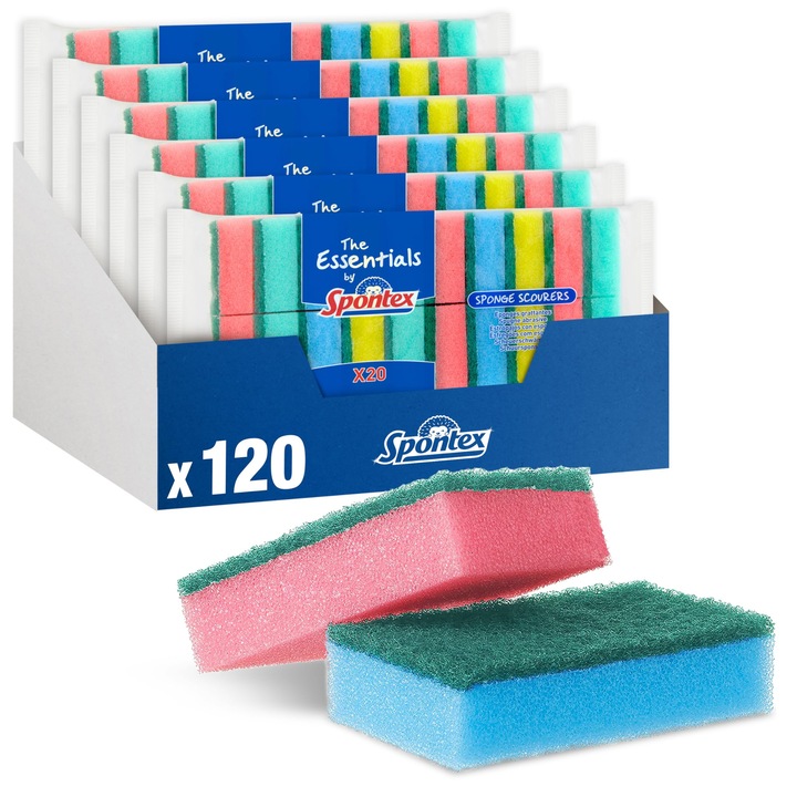 Burete De Curatat Pentru Oale Spontex Essentials – 6 X 20 Bucati, 120 In Total