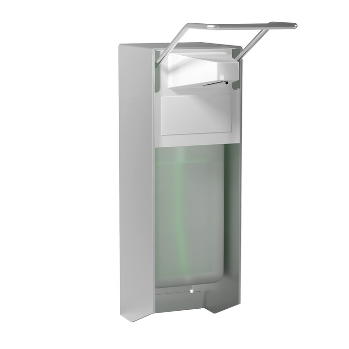 Household World Eurospender, Dispenser De Sapun Montat Pe Perete, Dispenser De Sapun Actionat Cu Cot Pentru Dezinfectant Si Sapun De Maini, Dispenser De Sapun Alb, Aluminiu, 500 Ml