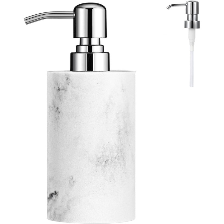 Luxspire Márvány Mintás Folyékony Szappanadagoló, 320 Ml Gyanta Folyékony Szappanadagoló, Újratölthető Pumpás Adagoló Kézmosáshoz, Elegáns Kiegészítő, Dekoratív Szappanadagoló Fürdőszobába, Mosdóba, Konyhába, Márvány Mintás