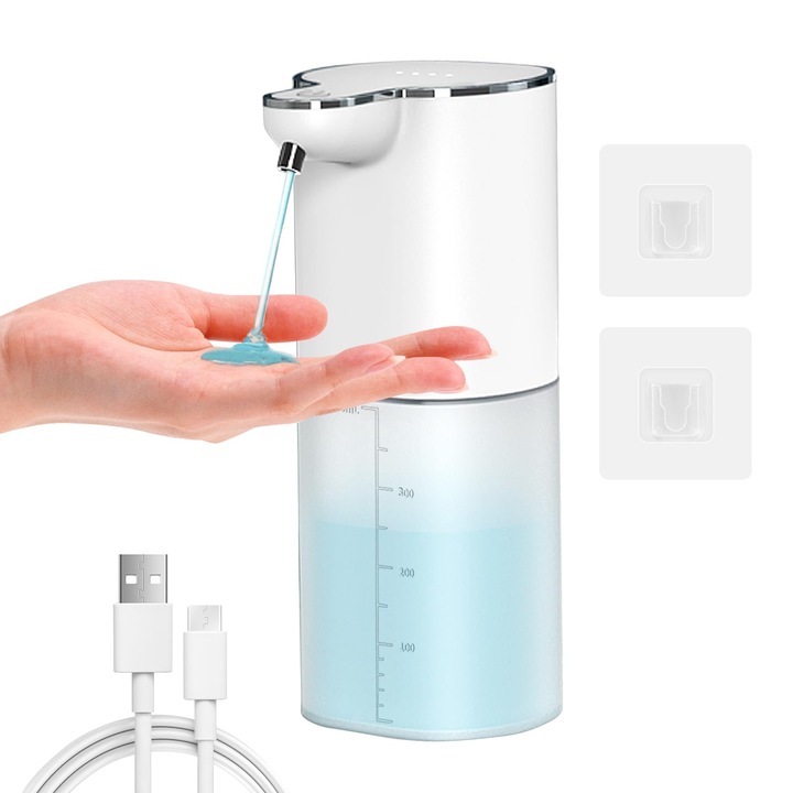 Fali Automata Szappanadagoló, Gcstnn Folyékony Szappanadagoló 400 ml, USB-C Töltés, Elektromos Érzékelő, 4 Állítható Szinttel, IPX5 Vízálló, Konyhába, Fürdőszobába, Iskolába, Szállodába