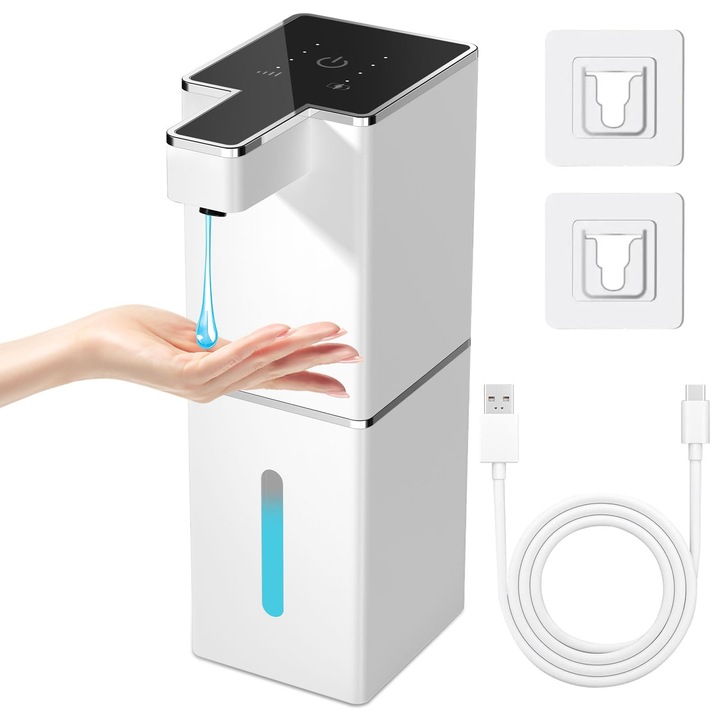 Rddaipe 380 ml automata szappanadagoló, falra szerelhető elektromos szappanadagoló szenzorral, érintésmentes, fúrás nélküli, vízálló IPX5, elektromos szappanadagoló fürdőszobába, konyhába