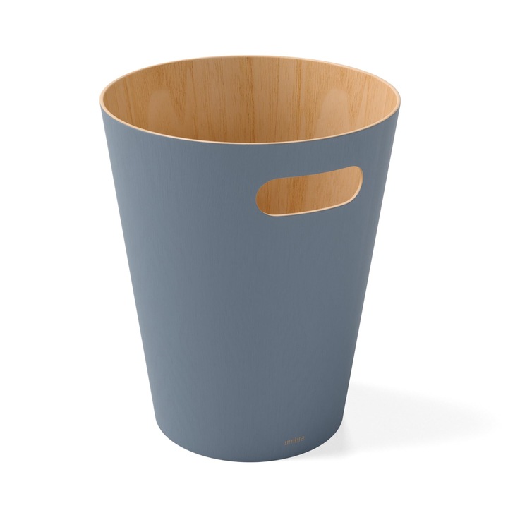 Cos De Gunoi Umbra Woodrow – Cos De Gunoi Din Lemn In Doua Culori Pentru Birou, Baie, Living Si Multe Altele, Capacitate 7, 5 L, Albastru Natural/Ardezie