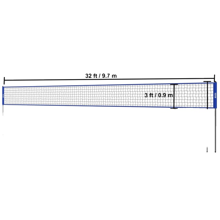 Sistem fileu volei, inaltime ajustabila, poli din otel durabil, 1.5inch, set complet