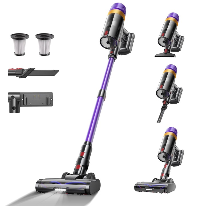 Tvtau T10 Pro Vezeték Nélküli Porszívó (580W / 48000 Pa / 65 Perc) - Öntöltős, Autonóm Oled Kijelzővel, Hajellenes Kefével, 1,8 L-es Tartállyal - Ideális Kemény Padlókhoz, Szőnyegekhez és Állatszőrhöz