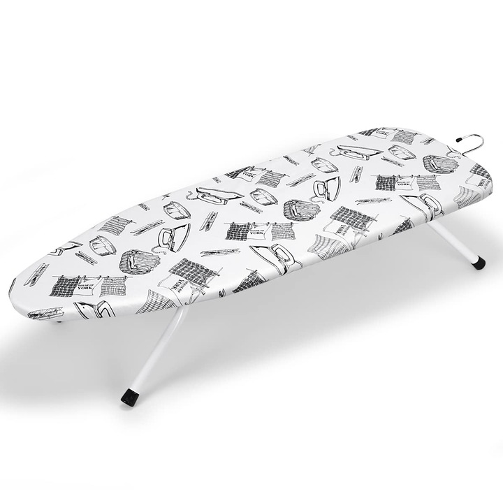 Masa De Calcat Mica Duwee, Masa De Calcat De Masa Cu Husa Rezistenta La Caldura, Picioare Pliabile Si Greutate Redusa, Zona De Calcat Extra-Lunga Cu Carlige De Depozitare, 92 X 34 Cm
