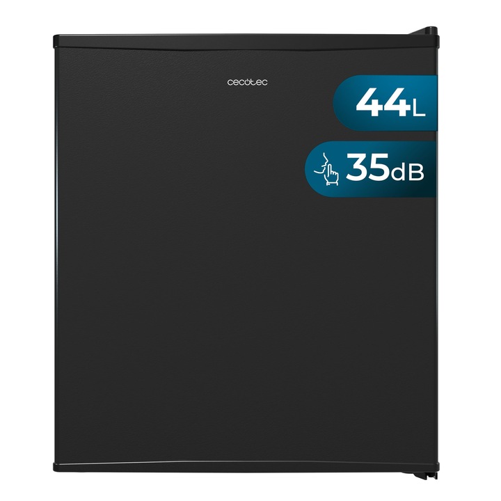Mini hűtőszekrény termoelektromos Cecotec 44L Bolero Coolmarket Bc Sd 47 fekete. 51,5 cm magasság és 43 cm szélesség, alacsony energiafogyasztás, üvegpolc, mechanikus vezérlés, belső LED világítás, termosztát