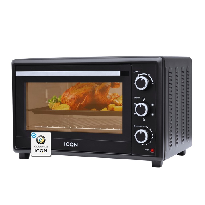 Cuptor Mic ICQN 50L, 1800 W, 5 Funcții De Gătit, Set Tăvi De Copt