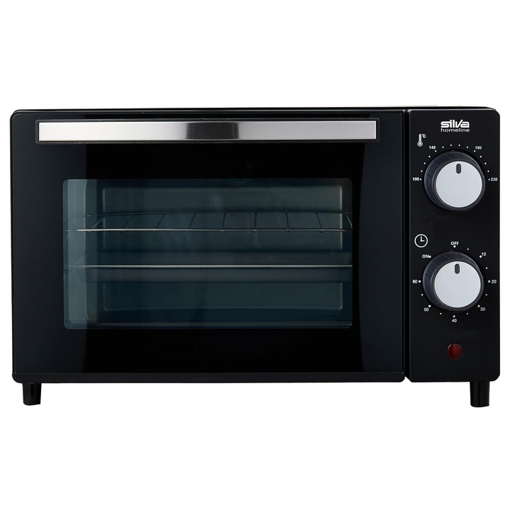 Mini Cuptor Silva Schneider Mb 1000, 10 L, 650 W, Negru, Control Temperatură 100-230°C, Cronometru, Elemente Incalzire Cu Cuart, Set Tava De Copt, Grătar