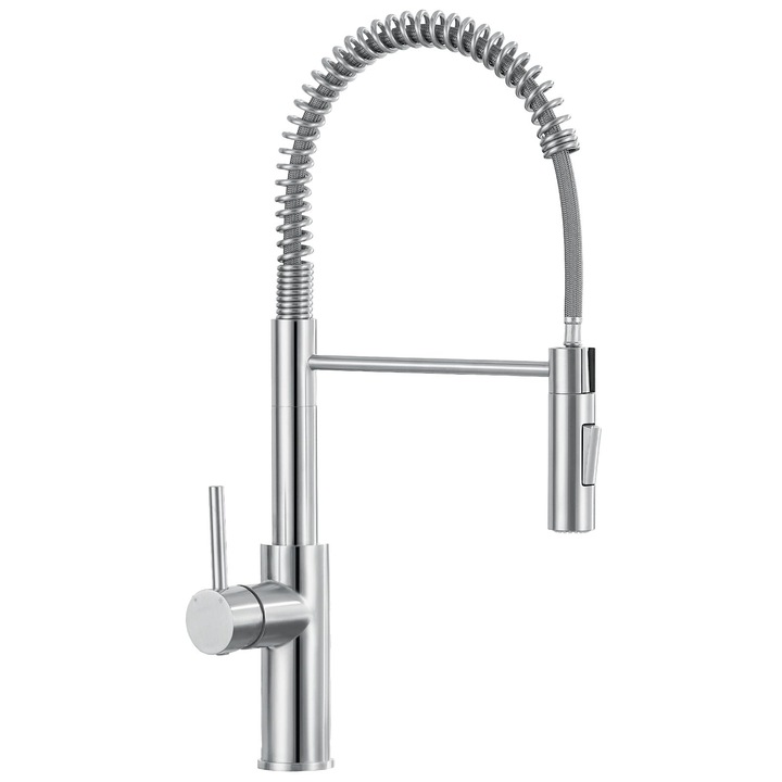 Cecipa Baterie De Bucatarie De Inalta Presiune Cu Pulverizator Extractibil, Baterie De Bucatarie Extensibila Cu 2 Modele De Pulverizare, Baterie De Bucatarie Cu Arc Rotativa La 360°, Baterie Mixer De Bucatarie Cu O Singura Parghie Din Otel Inoxidabil