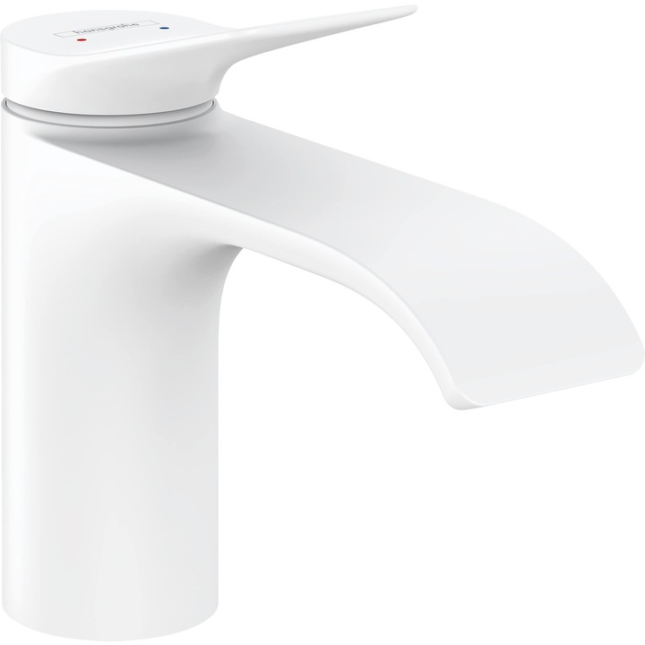 Смесител за мивка Hansgrohe Vivenis, Смесител за баня с височина на чучура 80 мм, с издърпващ се прът, Водоспестяващ смесител за баня, Матово бял