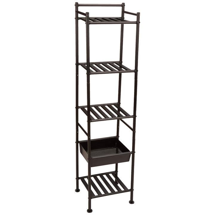 Amazon Basics 5 rekeszes polc kosárral, fekete, 28,2 cm x 34,5 cm x 139,5 cm