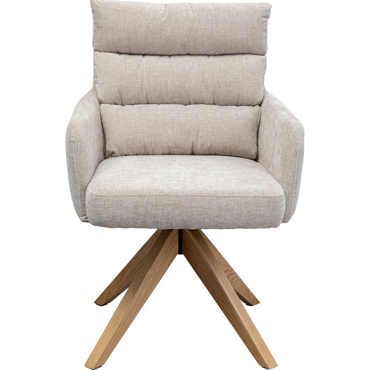 Kare Design Bosse Forgó Szék, Szürke, Rusztikus, Ülésmagasság 49 cm, Étkezőszék, Kárpitozott Szék, Karfás, 360 Fokos Forgatás, Étkezőbe, 89x59x69 cm (Ma/Szé/Mé)