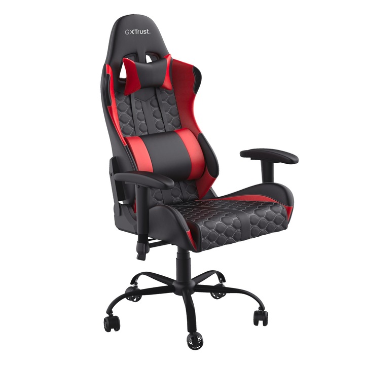 Trust Gaming Gxt 708R Resto Геймърски Стол, Въртящ Се На 360°, Офис Стол С Подвижна Възглавница, Регулируем На Височина Компютърен Стол, Стол Със Заключване - Червен
