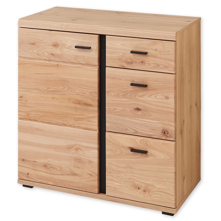 Sonos komód, tömör régi kőrisfából, régi kézműves tölgy felülettel, FSC tanúsítvánnyal - Modern komód bőséges tárolóhellyel - 85 x 86 x 42 cm (Sz/Ma/Mé)