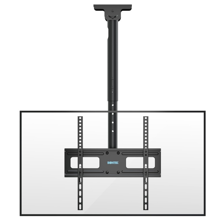 Suport Tv De Tavan Bontec, Inclinabil Si Pivotant Cu Reglare A Inaltimii In 6 Pozitii, Suport Tv Pentru Televizoare De 26-65 Inch Pana La 45 Kg, Suport Tv De Tavan Vesa 100X100-400X400, Potrivit Pentru Tavane Si Pereti Inclinati