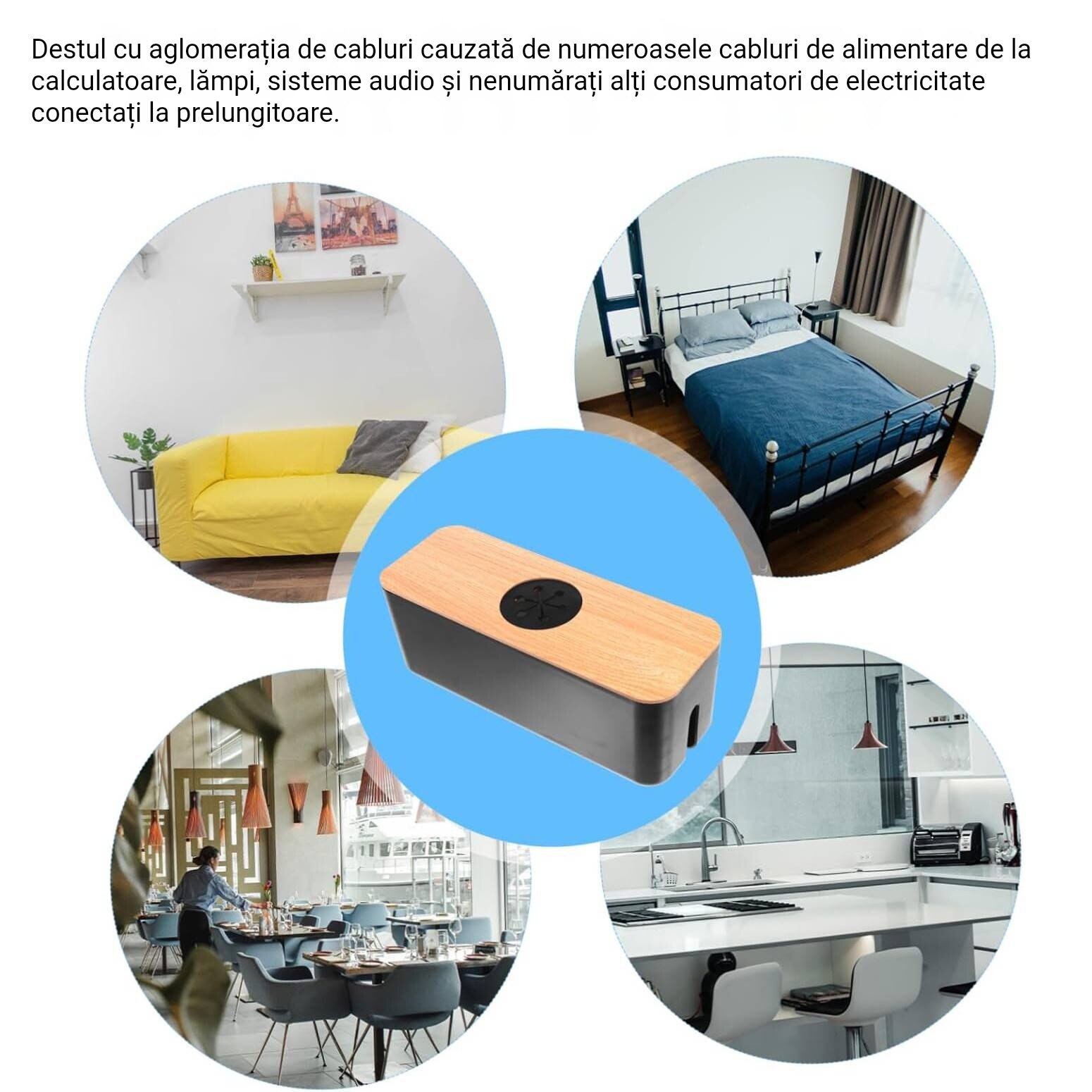 Cutie organizare cabluri, Capac detasabil. Design antiderapant, Poate ...