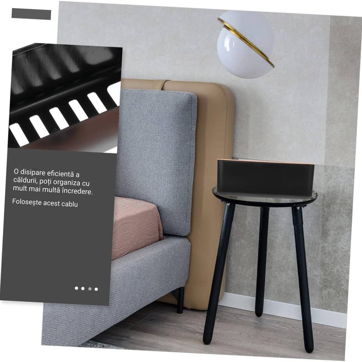 Cutie organizare cabluri, Capac detasabil. Design antiderapant, Poate ...
