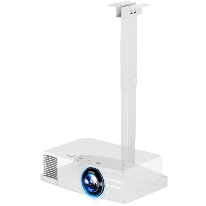 Suport Videoproiector Putorsen - Állítható Mennyezeti Vagy Fali Videoprojektor Tartó, Fúrás Nélküli Telepítés, Rejtett Kábelkezelés, Akár 10 Kg Teherbírás, Fehér
